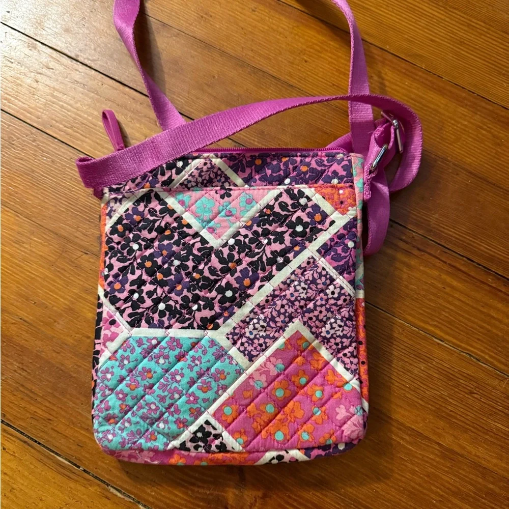 Vera Bradley Pink and Purple Quilted Crossbody Bag - Picture 2 of 7